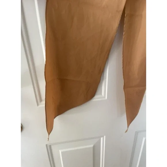 Vintage Brown Butterfly Jacquard Scarf Square Head Scarf Satin Feel Neutral Boho - Picture 3 of 6